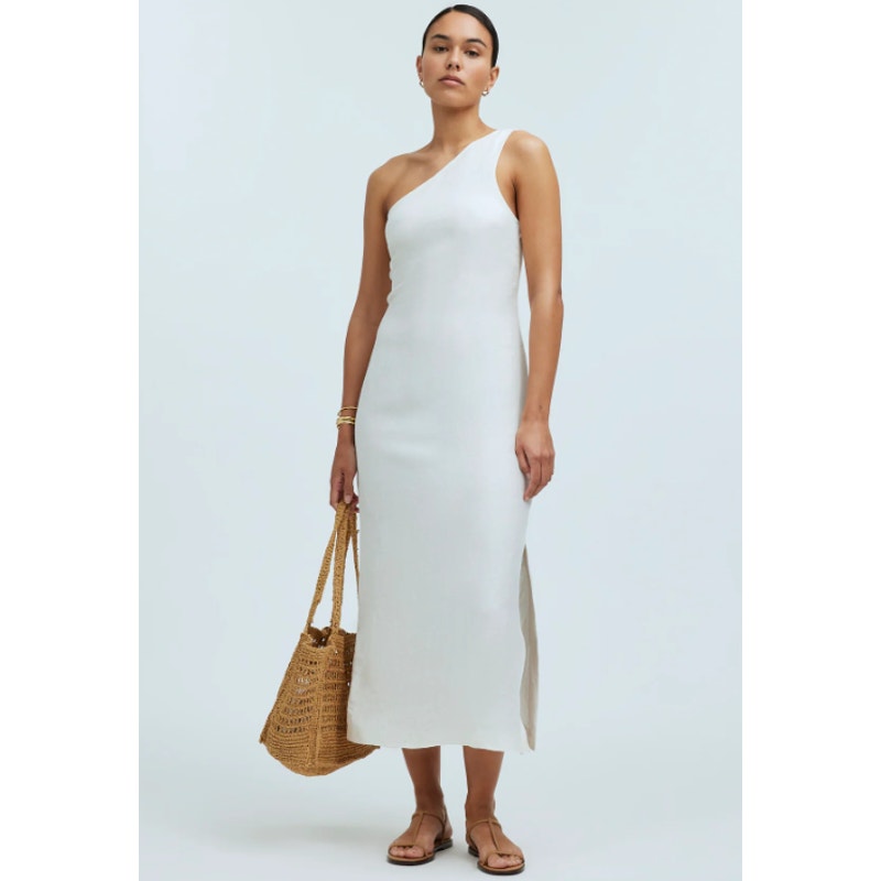 Madewell One Shoulder Midi Dress White Women's 00 Bridal Elegant Neutral Minimal